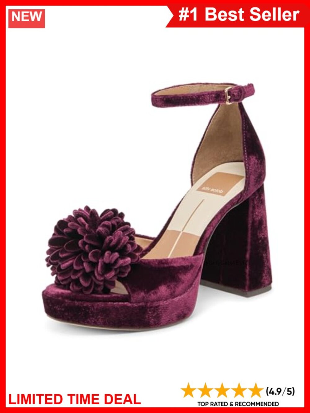 Velvet Platform Heeled Sandals Ankle Strap Open Toe Event Shoes